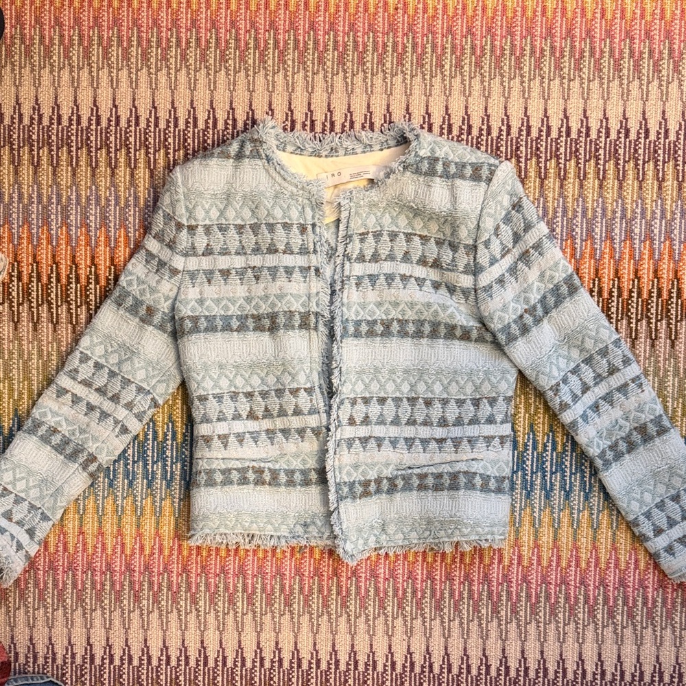 IRO Louisa Textured  Jacket | Blue | Size 40 (US Small)